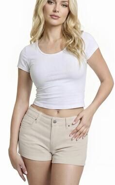 Hybrid & Company Women's Butt Lift Stretch Shorts Tan Women’s 15